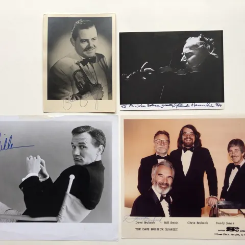 FAMOUS MUSICIANS; Yehudi Menuhin, Eddie Calvert, Dave Brubeck & Roger Miller signed photos
