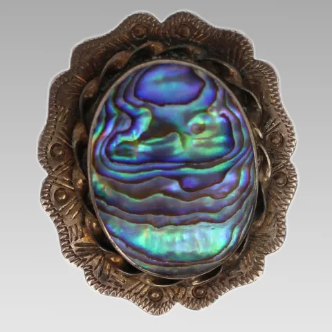 Vintage Sterling Silver Abalone Brooch