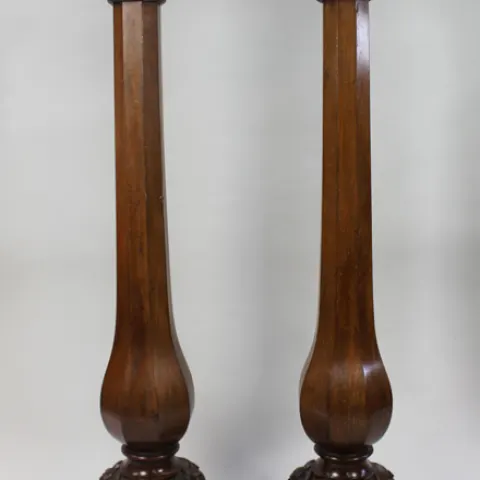 Pair of Early Victorian Carved Mahogany Pedestals