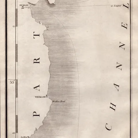 Ireland Dublin, Wicklow, Arklow, John Cary’s Antique George III 1794 Map.