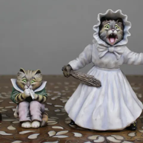 Collection of 4 Avalon Fine Bone China Cat Figurines