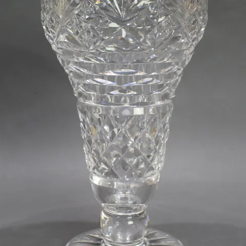 Mid 20th c. Large English Cut Glass Footed Vase