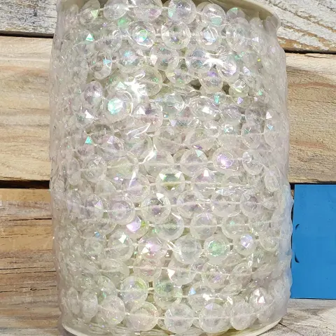 14mm pearlescent, acrylic, bead string. Approx 17 metres.