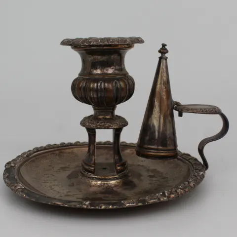 19th Century Silver Plated Chamberstick with Snuffer