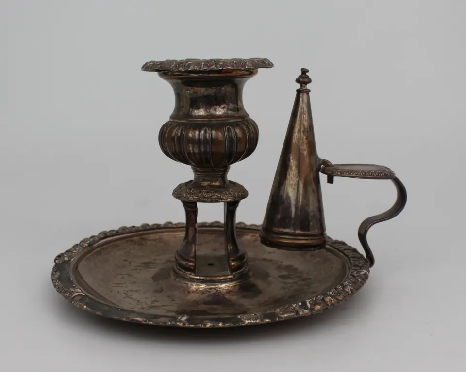 19th Century Silver Plated Chamberstick with Snuffer