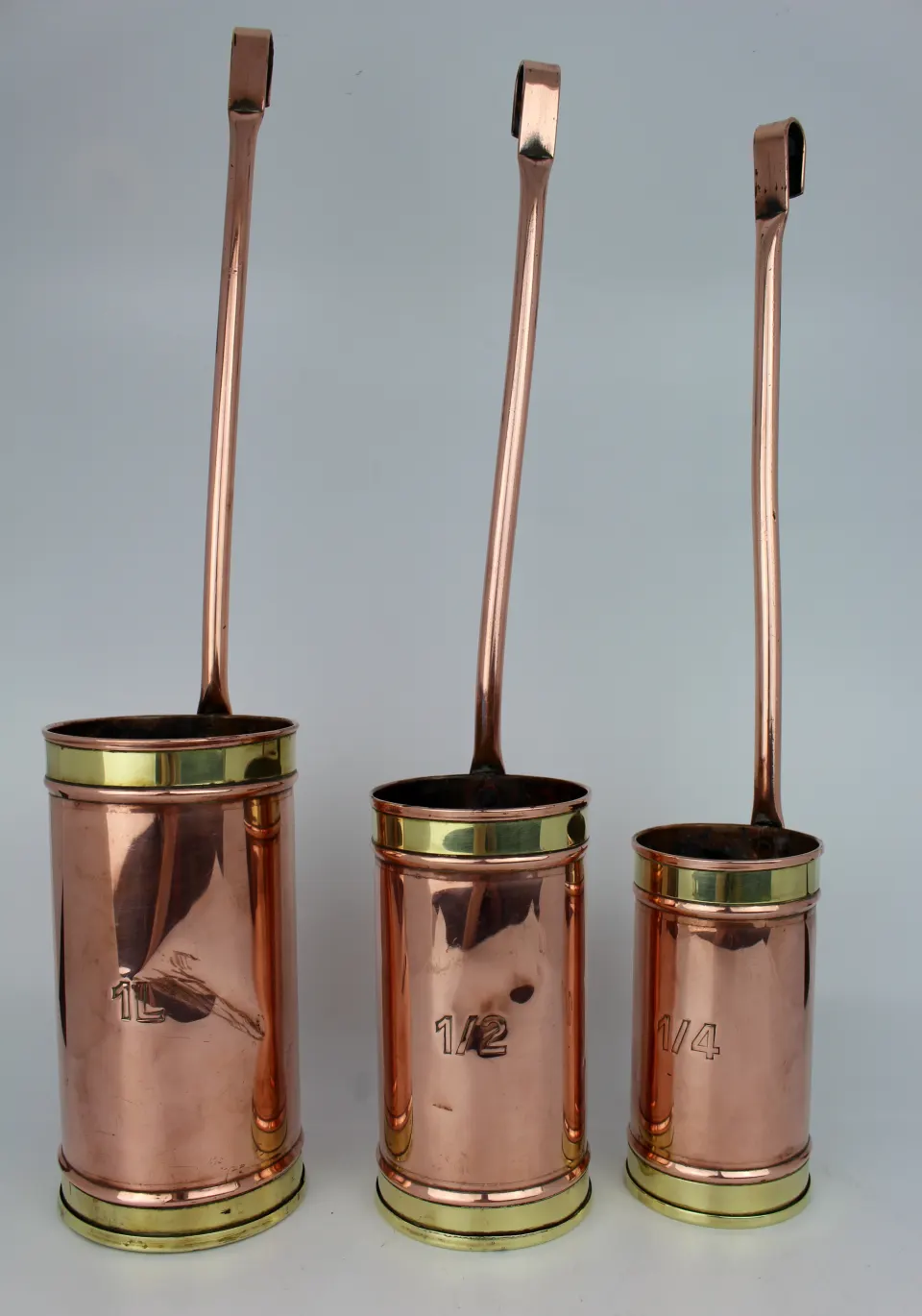 Set of 3 Graduated Antique Copper Ladles
