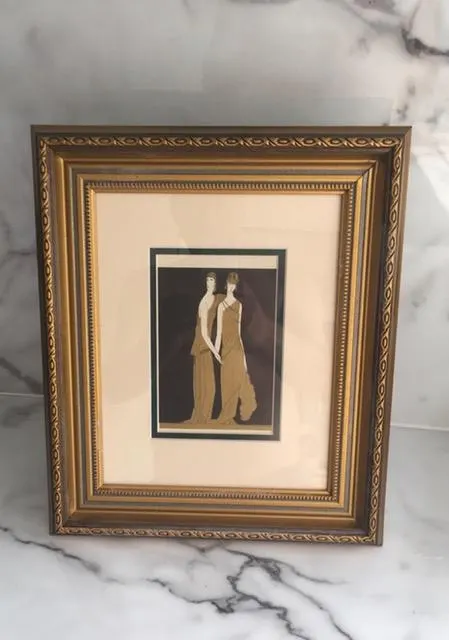 Art Deco 1922 French Pochoir Print 'Two Mademoiselles' from Paris by Lucien Vogal