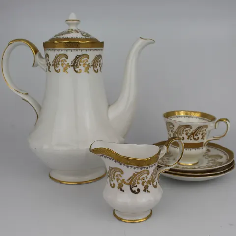 Royal Tuscan White & Gold Tea Pot & Other Service Pieces