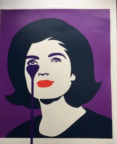 PURE EVIL (English 1968) Purple ‘Jackie Kennedy in Tears’, screenprint, signed numbered Limited Ed