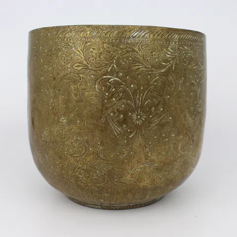 Antique Indian Brass Cache Pot