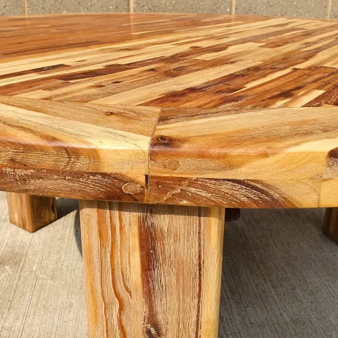 Giant Heavy Weight Solid Wood Garden Dining Table 120cm across x 80cm Tall. Rrp £1299
