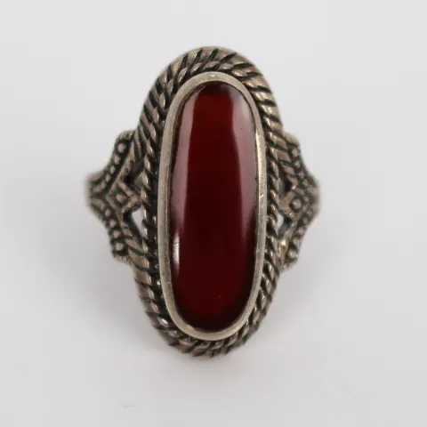 Carnelian Set Silver Ring