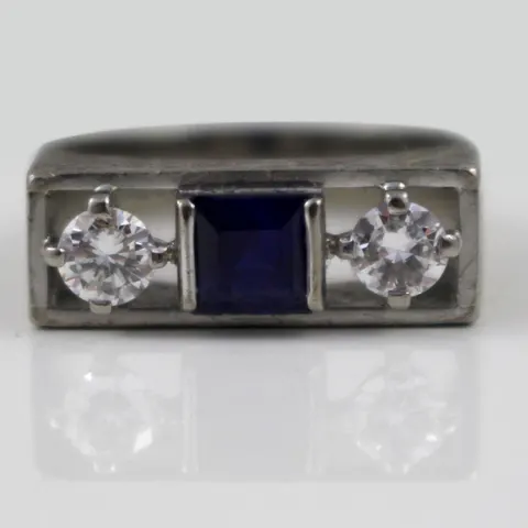 Sapphire & Diamond Three Stone White Gold Ring