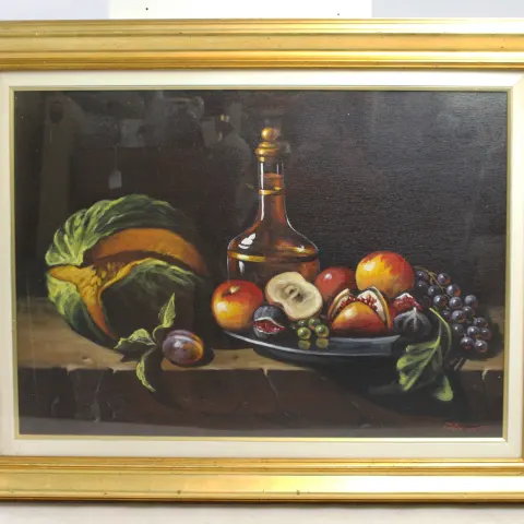 italian Still Life Oil Painting by J. Barozzi – 20th Century