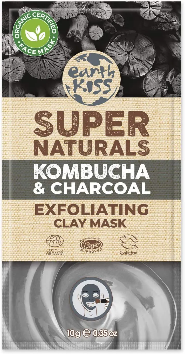 24 x Earth Kiss Super Naturals Exfoliating Kombucha and Charcoal Clay Mask (10g) RRP £4.00 ea