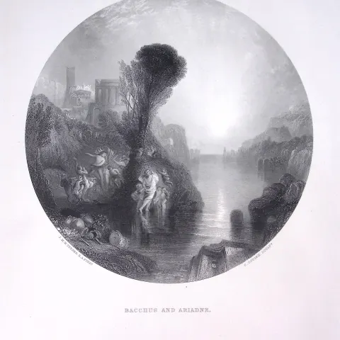 J.M.W Turner Bacchus And Ariadne Antique Steel Engraving-11-TR