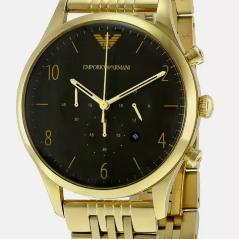 Emporio Armani AR1893 Men's Black Dial Gold Tone Bracelet Quartz Chronograph Watch