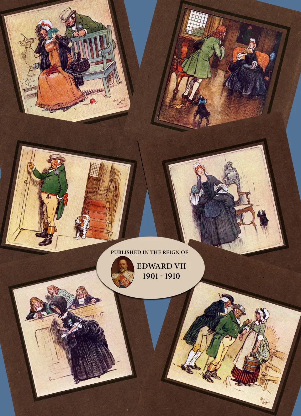 Job-Lot 6 Cecil Aldin Bachelors Confessions Tipped in Colour Antique Engraving.