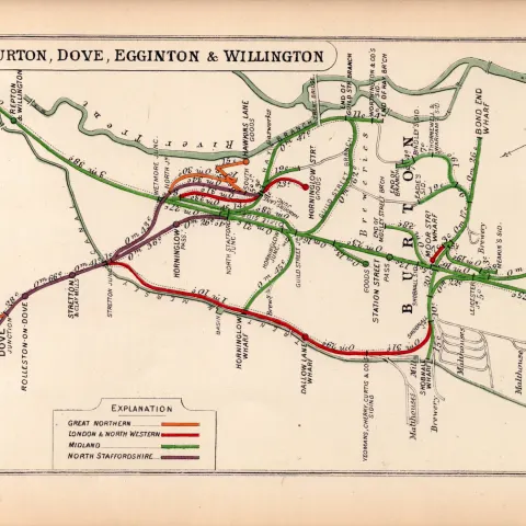 Burton, Dove, Eggington, Willington Antique Railway Diagram-22.