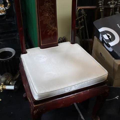 Vintage Red Lacquer Shibayama Dining Chair