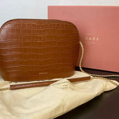 Sezane Camel Croco Victor Leather Bag