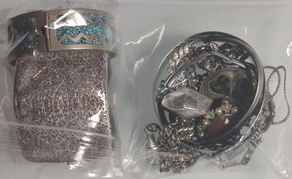 A Collection of white metal jewellery in a bag. Approximately 280g.
