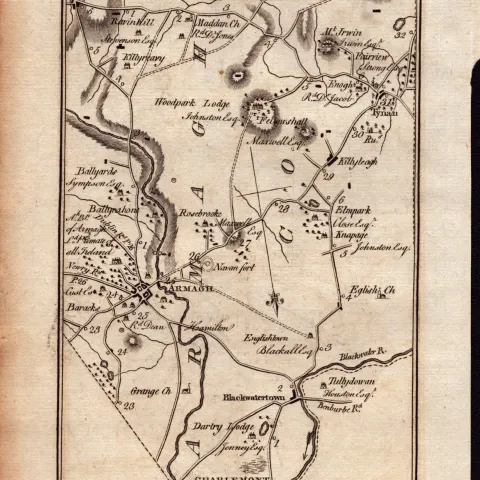 Ireland Rare Antique 1777 Map Lurgan Portadown Lisburn Armagh Charlesmont.
