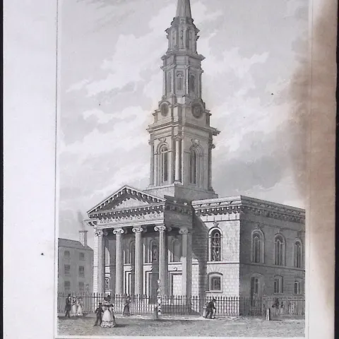 Dublin St Georges Church 194 Years Old Antique Steel Engraving-25