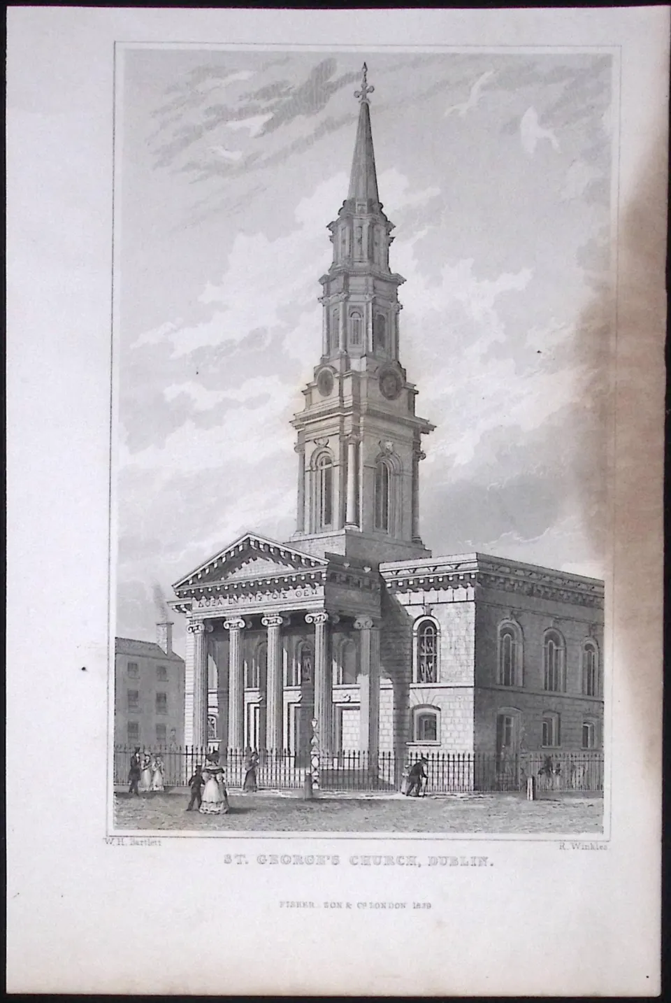 Dublin St Georges Church 194 Years Old Antique Steel Engraving-25