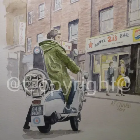 Mod Outside The 2i's Soho London Coffee Bar Nostalgic 1960's Metal Wall Art