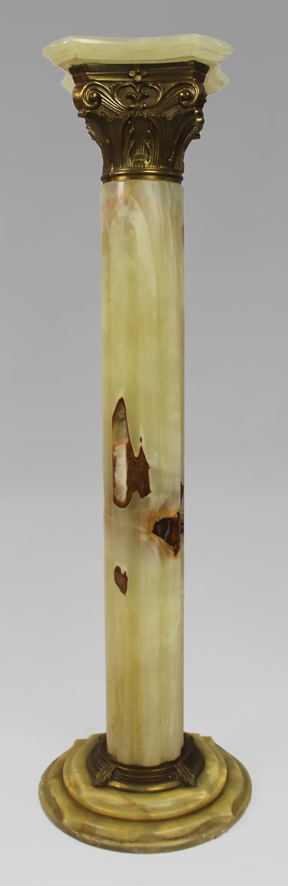 Onyx & Gilt Metal Column Pedestal