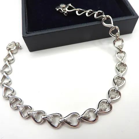  Sterling Silver White Sapphire Gemstone Bracelet With Gift Box