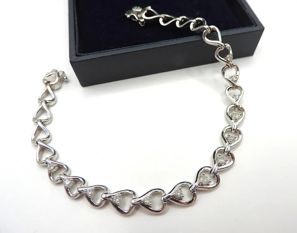  Sterling Silver White Sapphire Gemstone Bracelet With Gift Box