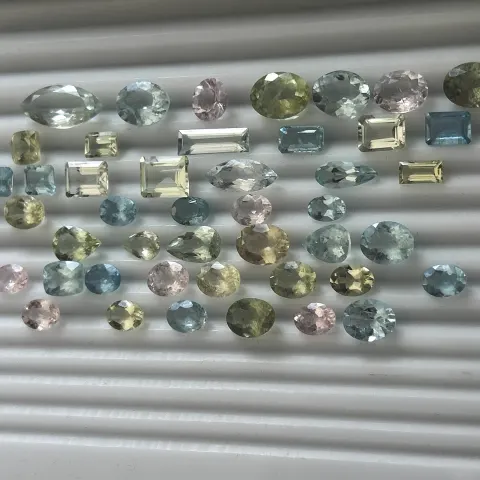 72.75ct Natural Blue and Green Aquamarine and Pink Morganite