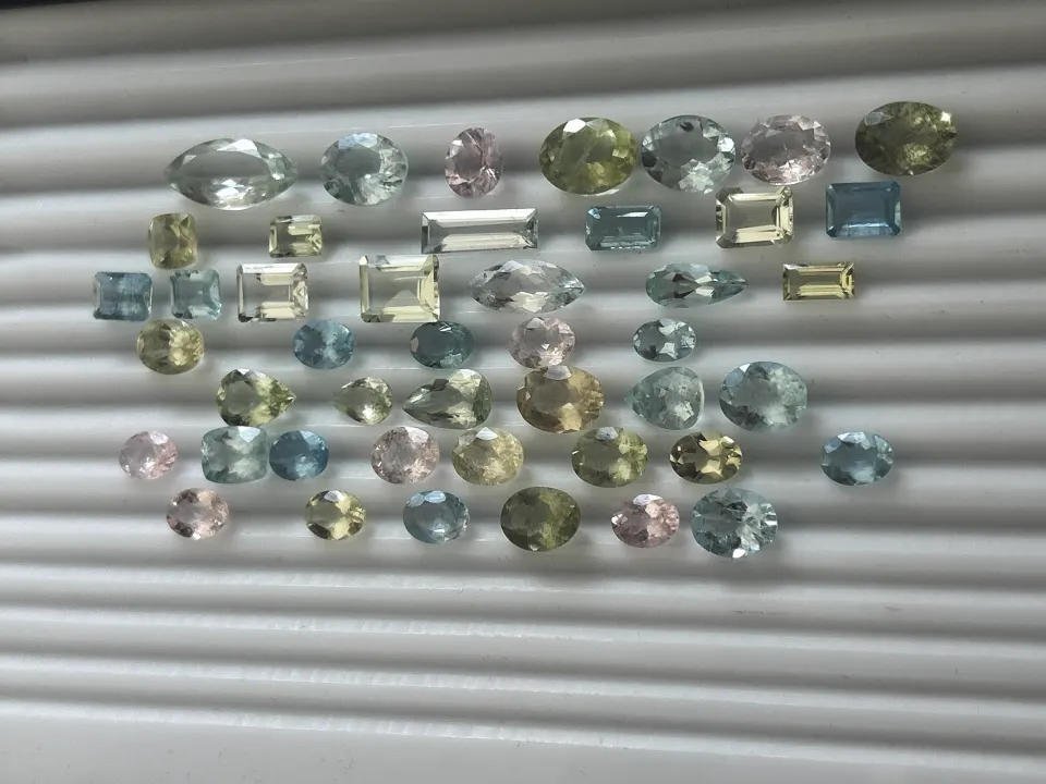 72.75ct Natural Blue and Green Aquamarine and Pink Morganite