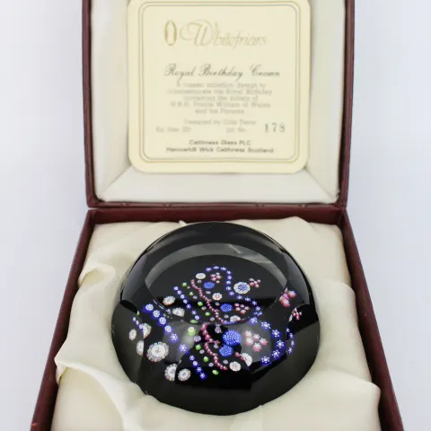 Whitefriars Caithness Royal Birthday Crown Paperweight Ltd Ed 178/250 Boxed