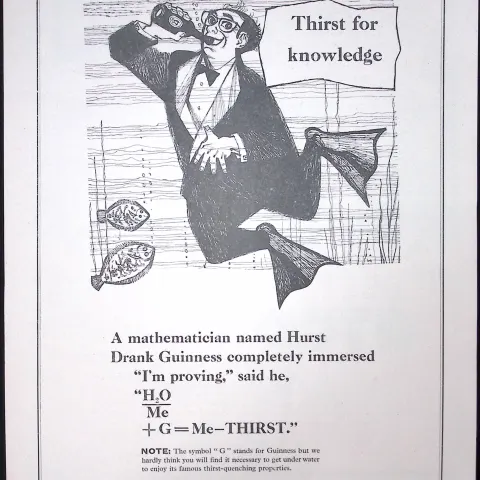 Guinness 68 Years-Old Advert 1957 Thirst For Knowledge Print: G.E.2870-I