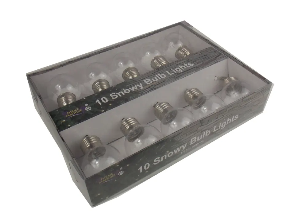 6 x SNOW SCENE 1.65M STRING OF  LIGHT BULBS - FOR INDOORS