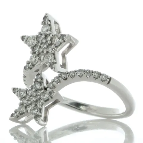 10ct Gold Ladies Dress Star Shape Diamond Ring 0.75 Carats