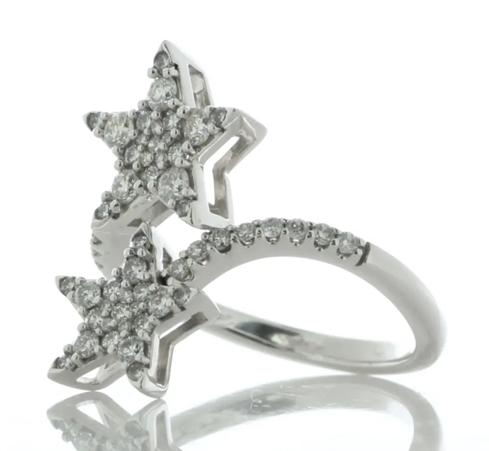10ct Gold Ladies Dress Star Shape Diamond Ring 0.75 Carats