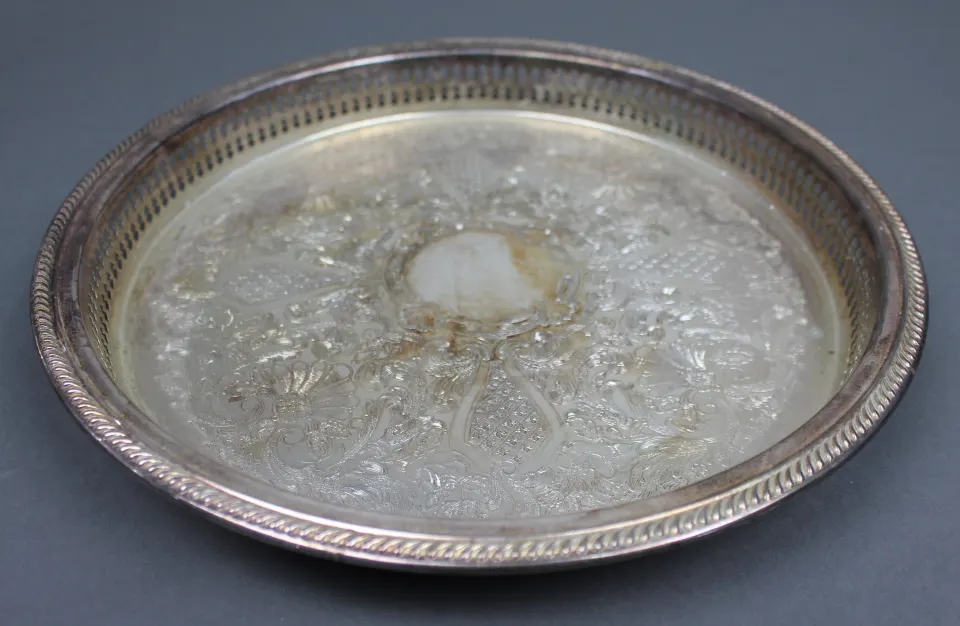 Vintage Silver Plated Circular Serving Tray