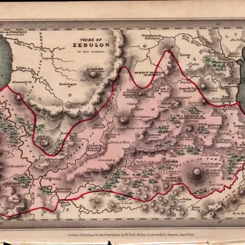 The Tribe Of Zebulon Antique Detailed Biblical William IV Map.