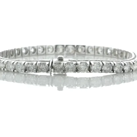 18ct White Gold Tennis Diamond Bracelet 8.5" 4.86 Carats