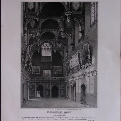 Wollaton Hall Nottingham 190 Years-Old John Britton Antique Steel Engraving-211