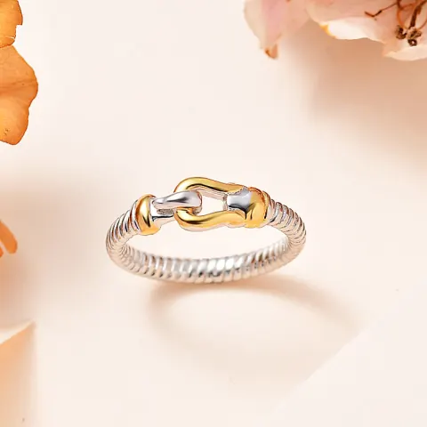 New! Designer Inspired Textured Stirrup Ring In Sterling Silver