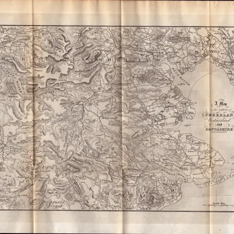 The Lake District Cumbria Westmorland & Lancashire Antique Map.