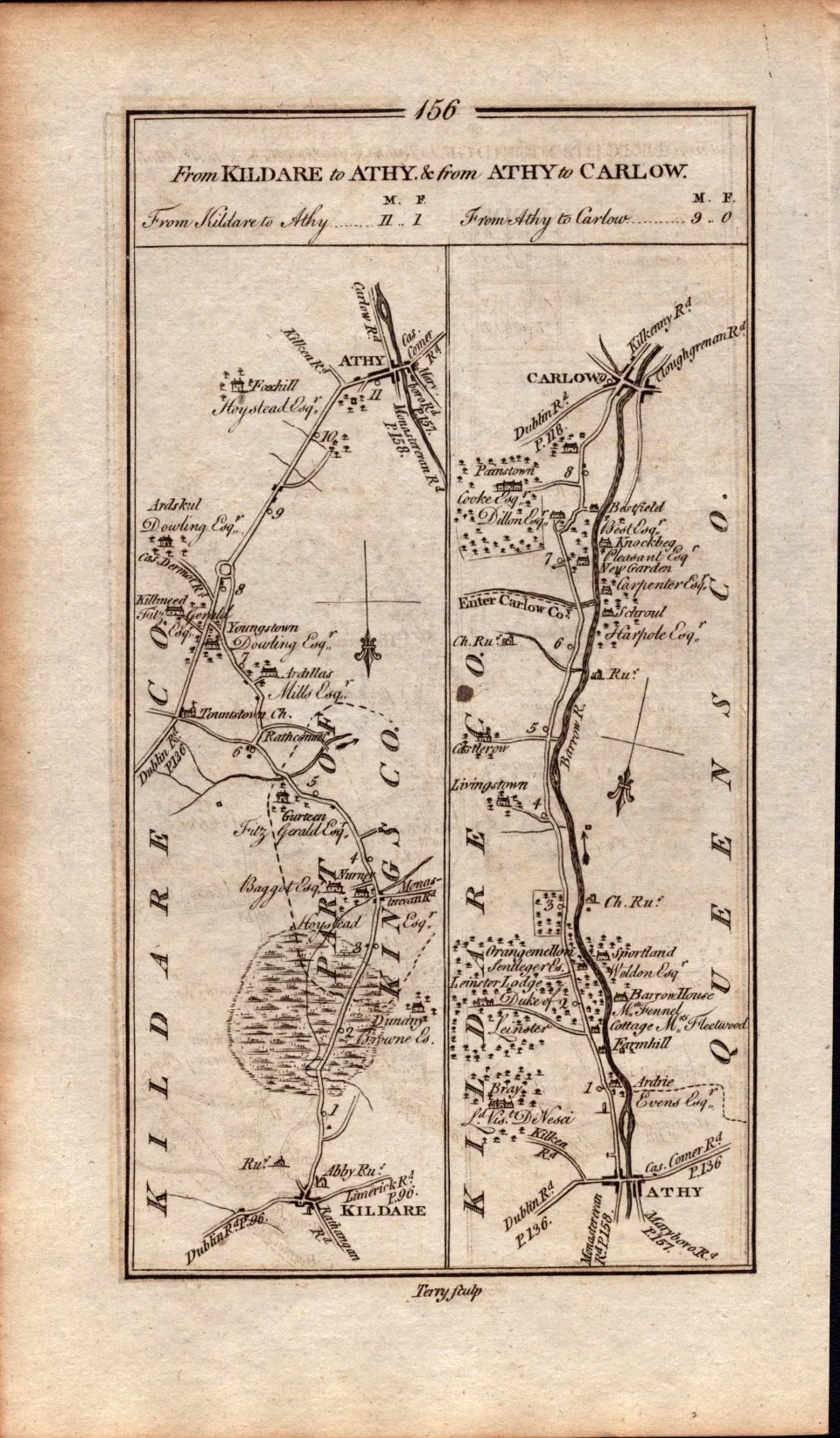 Ireland Rare Antique 1777 Map Carlow Wicklow Kildare Laois Offaly Etc.