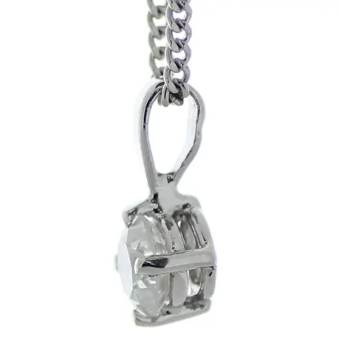 18ct White Gold Single Stone Prong Set Diamond Pendant 0.61 Carats