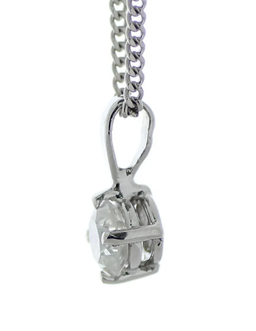 18ct White Gold Single Stone Prong Set Diamond Pendant 0.61 Carats