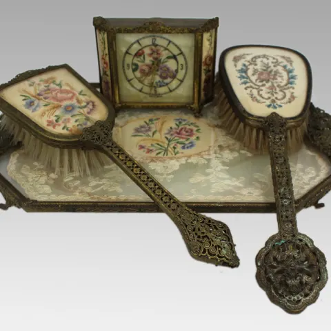 Vintage Petit Point Dressing Table Set
